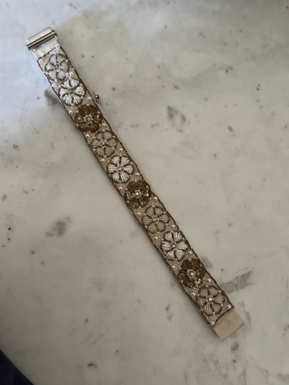 Alannah Hill Silver, Gold, Cream Floral Beaded Belt